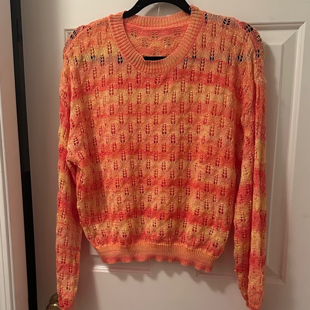 Orange and Yellow Women's Sweater